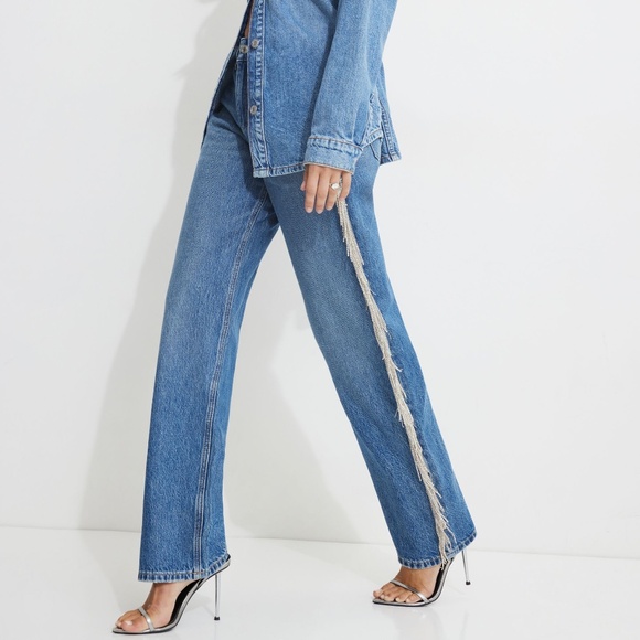 Mika Straight Leg Jean with Rhinestone Fringe NWT - Picture 2 of 6